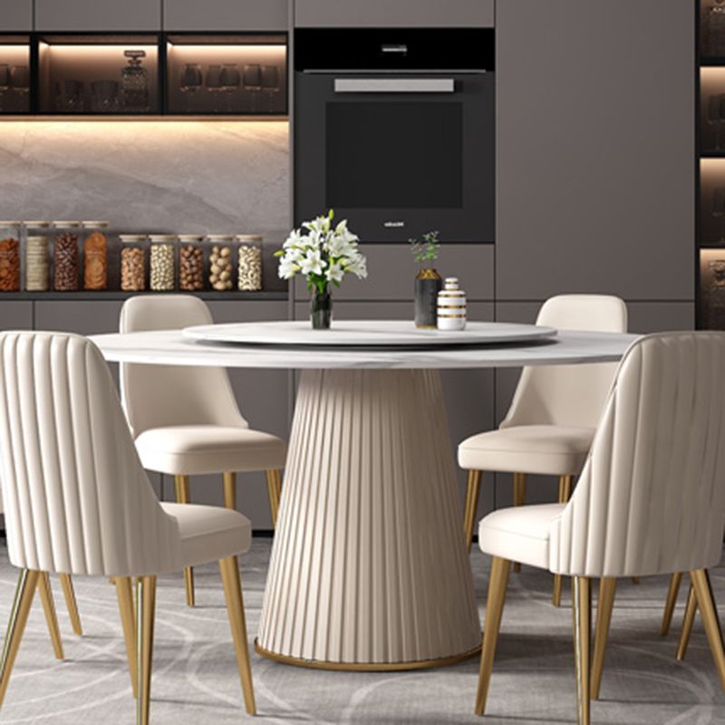 Stone Pedestal Table Contemporary Round Dining Table for Dinner Kitchen Home