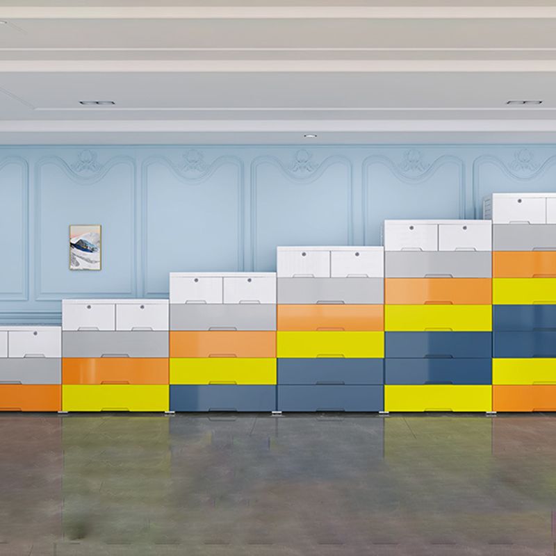 Plastic Home Non-Hanging Armoire Modern Style Storage Cabinet with Caster Wheels