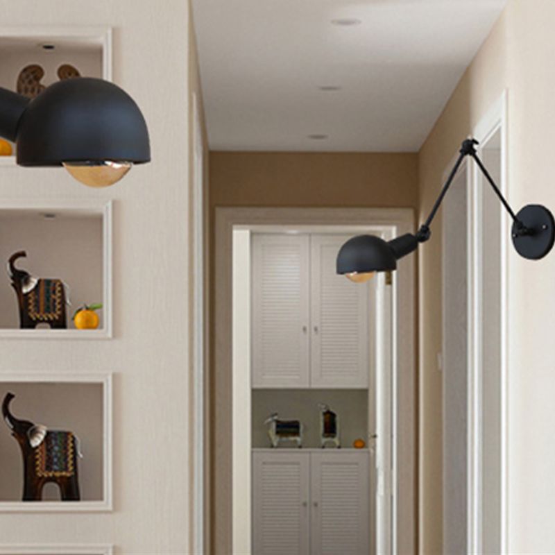 Industrial Style Metal Wall Light Long Arm Black Wall Sconce for Living Room