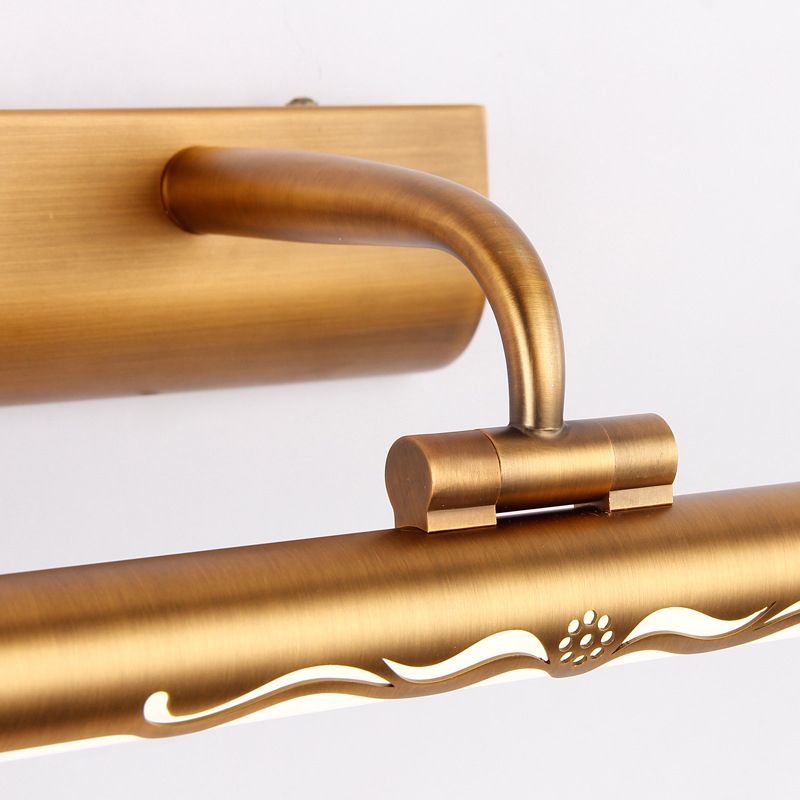 Waterproof Linear LED Wall Light Metal Antique Brass Vanity Neutral Light for Dressing Room