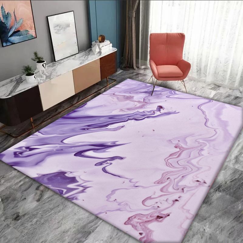 Abstract Area Rug Polyester Watercolor Indoor Rug Washable Carpet for Living Room