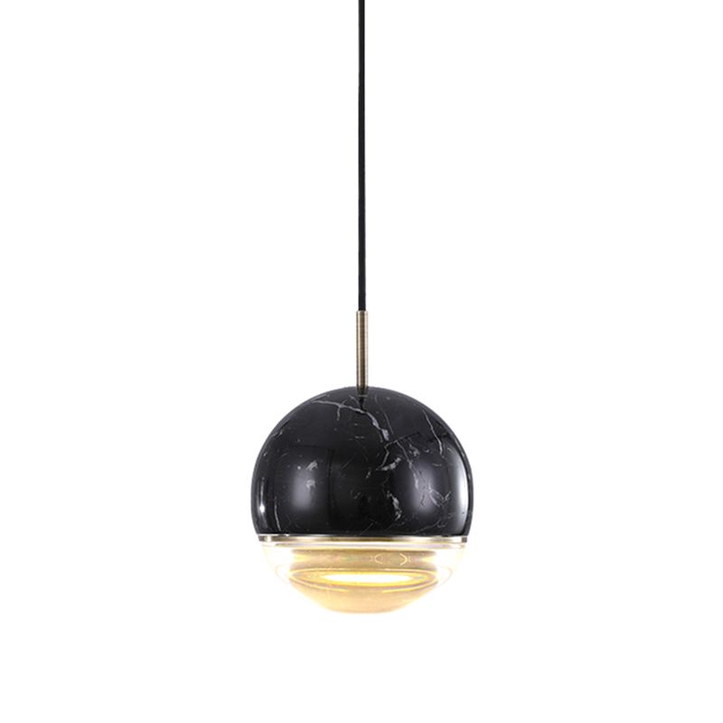 Dome Pendant Light Simplicity Marble Single-Bulb Dining Room Suspension Light Fixture