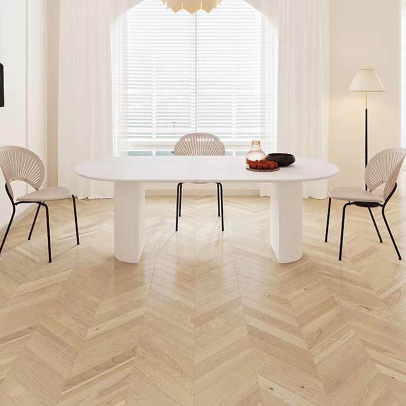 Oval Solid Wood Dining Table Modern White-black Furniture with Double Pedestal for Office