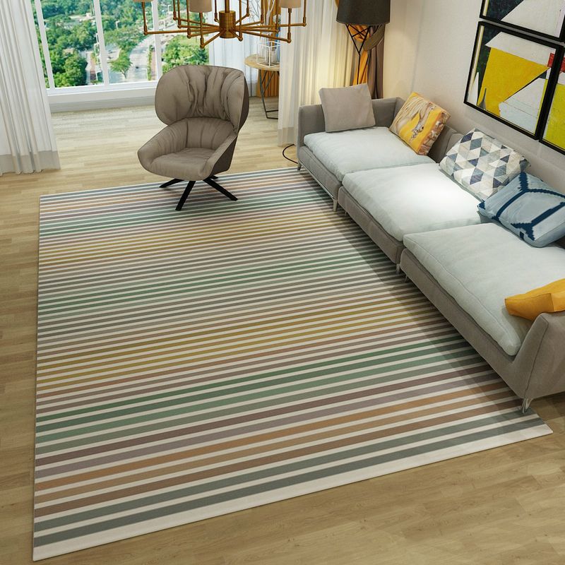 Nordic Color Block Patterned Rug Multi-Color Polyester Carpet Stain Resistant Non-Slip Backing Pet Friendly Rug for Family Room