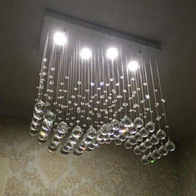 19.5"/23.5" Wide LED Crystal Orb Ceiling Lighting Minimalist Gold Wavy Flush Mount Spotlight for Dining Room