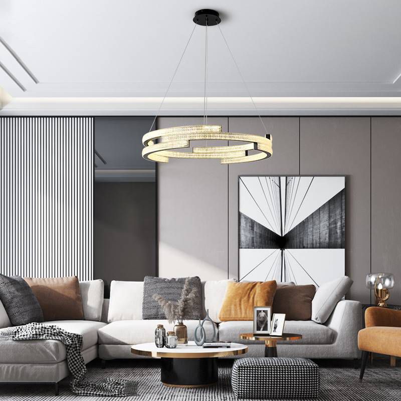 Lampadario moderno di lussuoso lampadario a sospensione di cristallo geometrico a sospensione del lampadario appeso