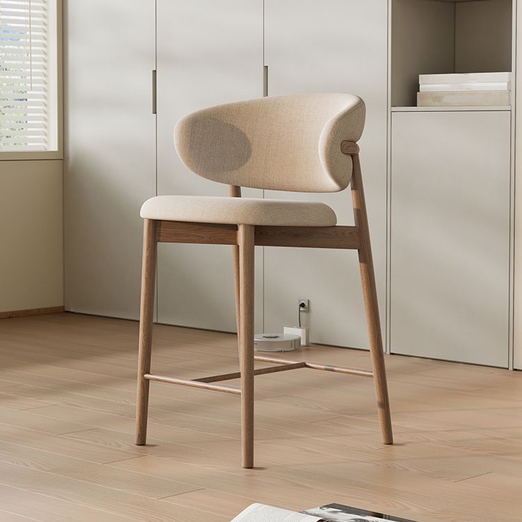 Solid Wood Dining Stools Low Back Upholstered Bar Stools with Footrest