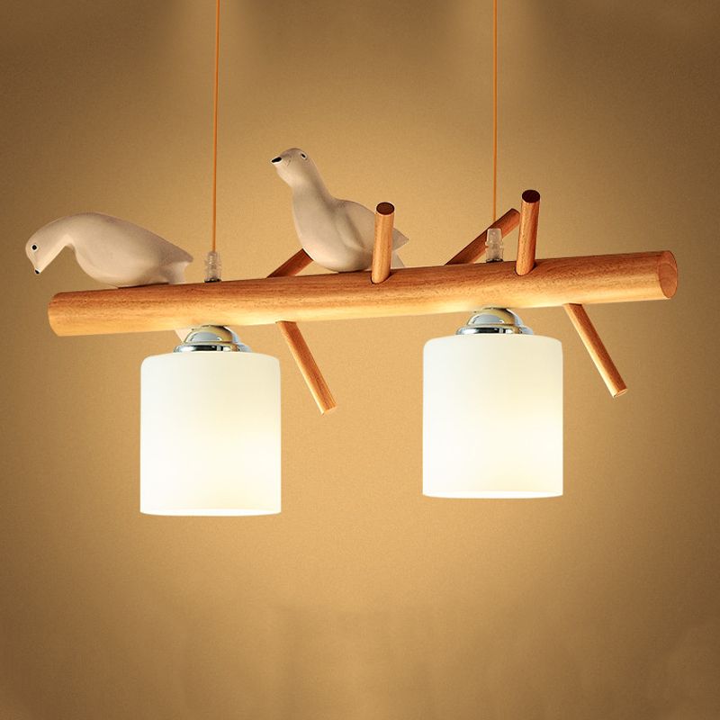 Hedendaags eilandlampen Cilinder Island Lights White Glass voor kookeiland