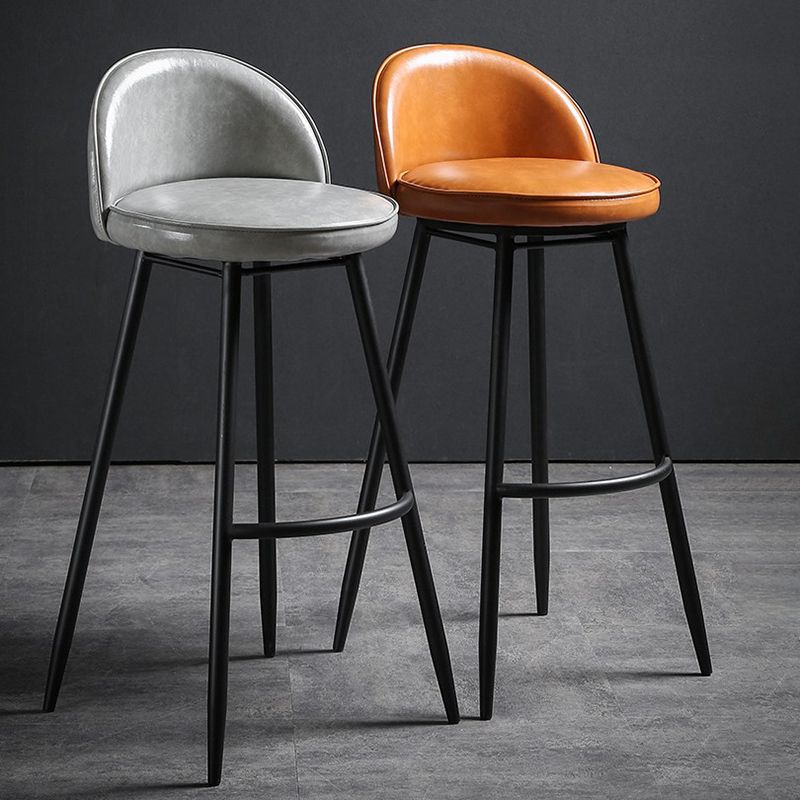 Indoor Faux Leather Counter Chair Industrial Bar Stool with Metal Legs