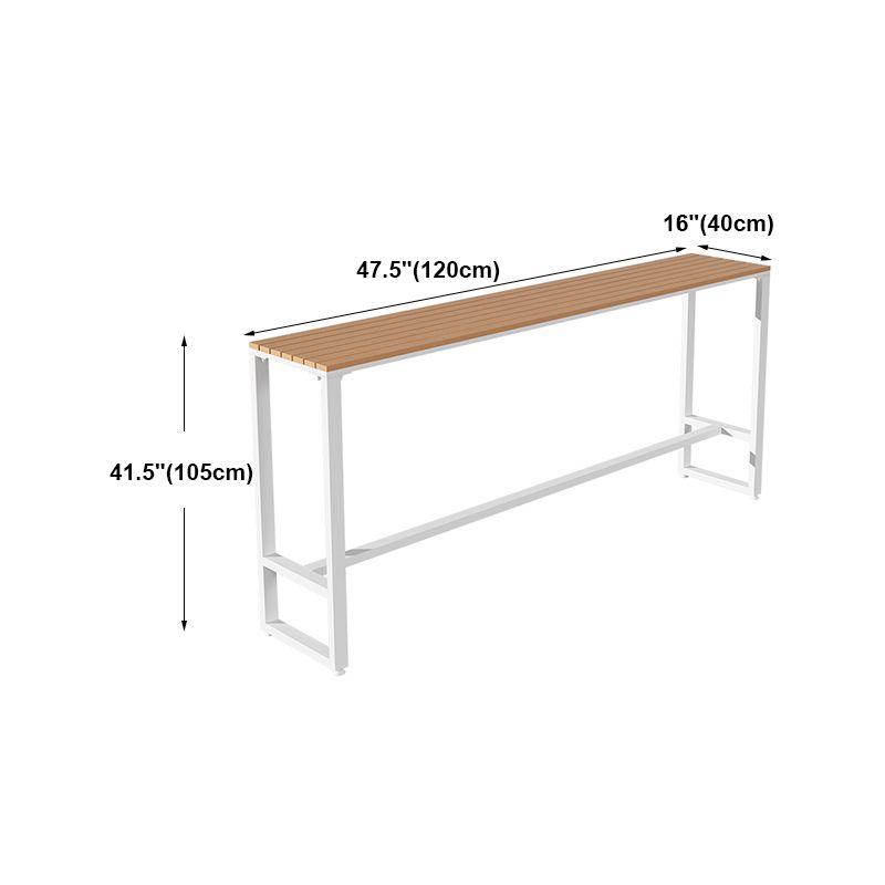 White Modern Pub Height Dining Table Outdoor Wood Footrest Bar Height Cocktail Table