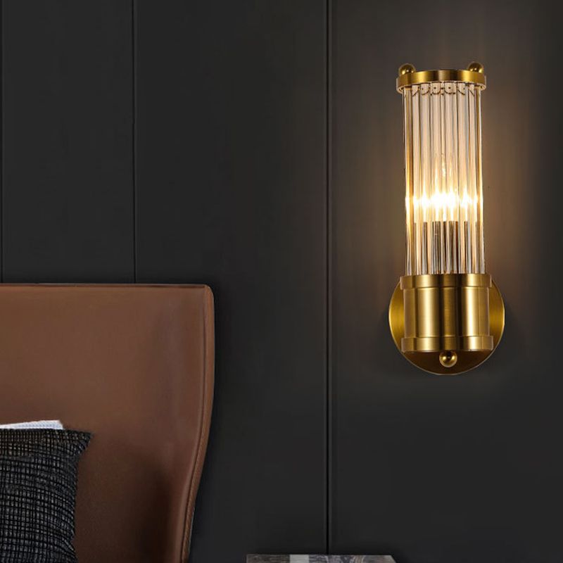 Modern Style Cylinder Shape Wall Sconce Crystal Sconces for Bedroom