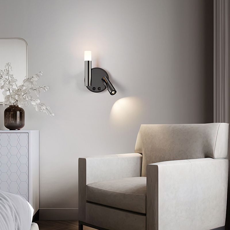 Cylinder Sconce Lights Simplicity Metal 2 Lights Wall Mounted Lights in Black
