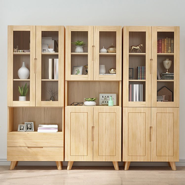 Wooden Natural Standard Bookcase Contemporary Closed Back Bookshelf