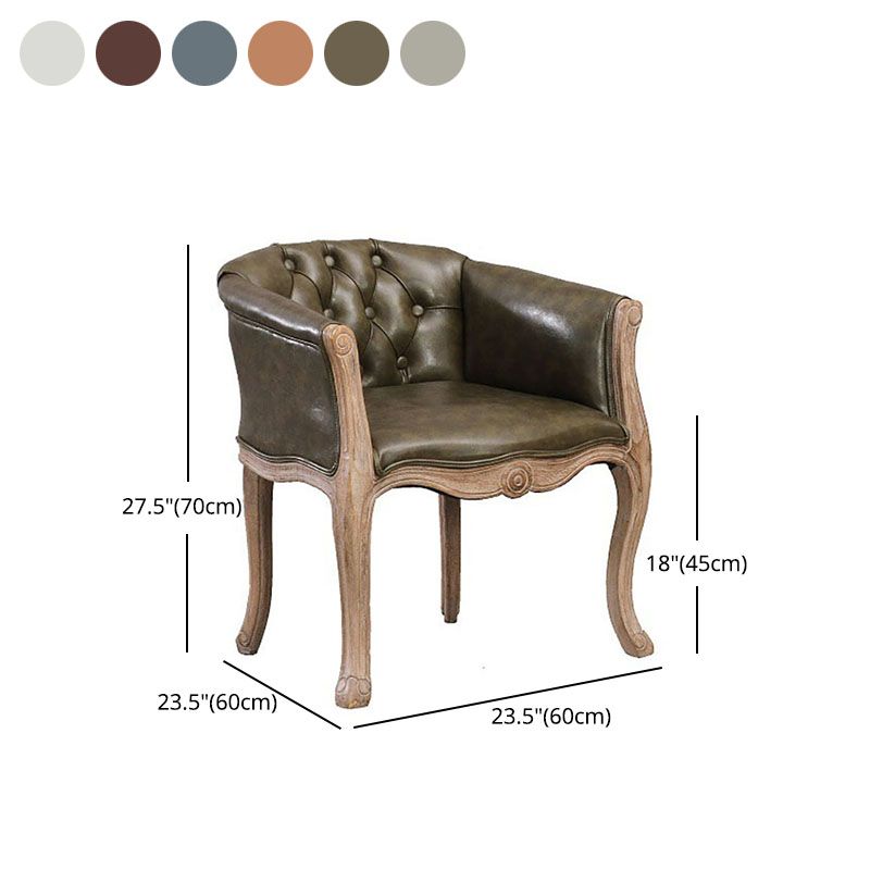 Farmhouse Balcony Upholstered Arm Chair Matte Finish Solid Back Dining Chair