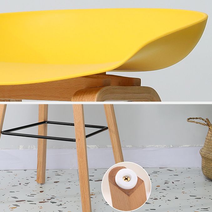 30-inch Modern Beech Wood Barstool Simple Backless Indoor Tall Stool with Plastic Seat