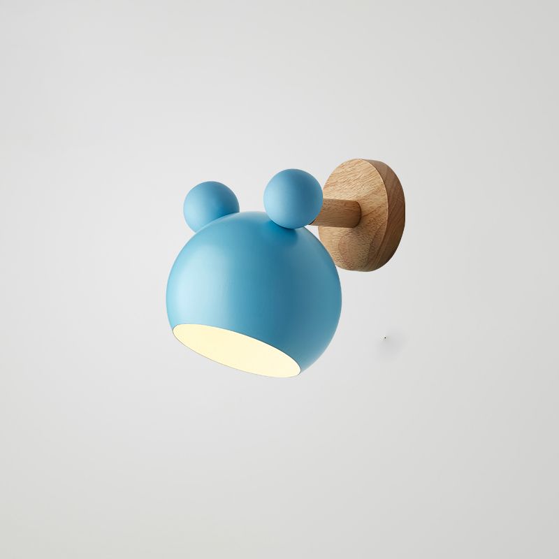 Wrought Iron Macaron Wall Sconce in Modern Concise Style Wooden Geometric Wall Lamp for Bedroom