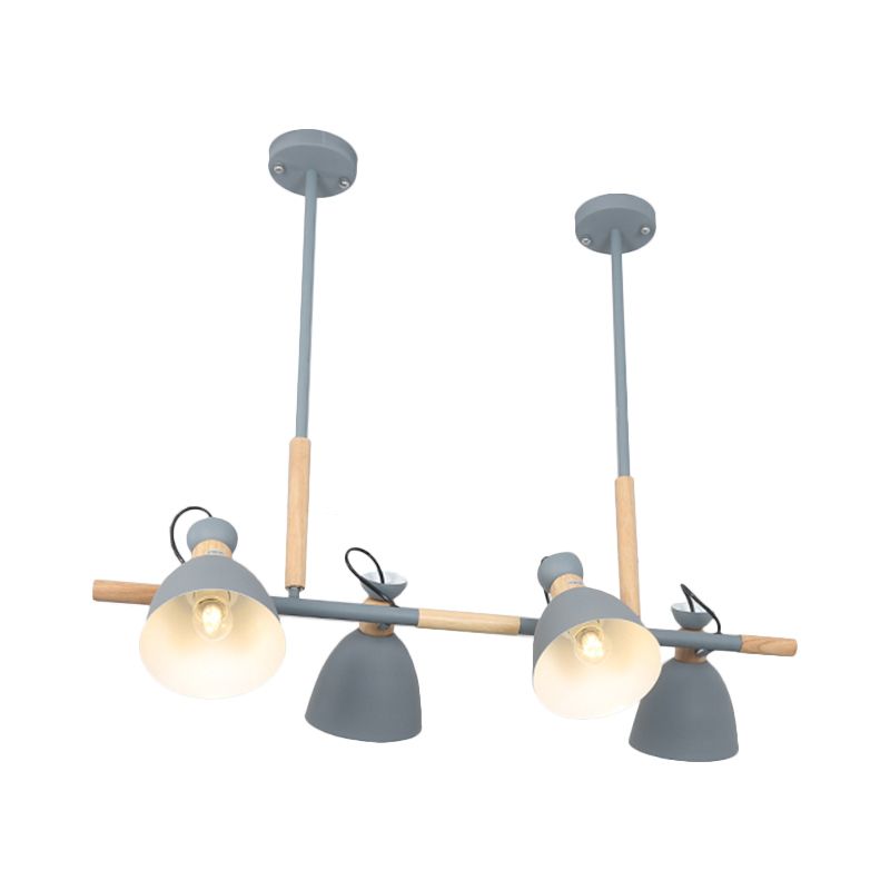 Metal Dome Shade Island Chandelier 4-Head Nordic Style Hanging Pendant Lamp in Green/Grey/White