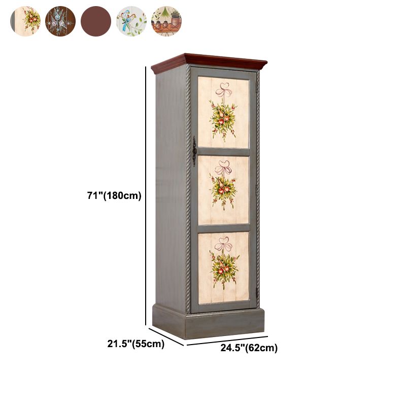 Birch Wood Storage Cabinet for Home Traditional Matte Finish Cabinet with Garment Rod