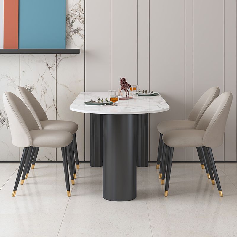 Sintered Stone Dining Table Modern White Top Dining Table with Black Frame
