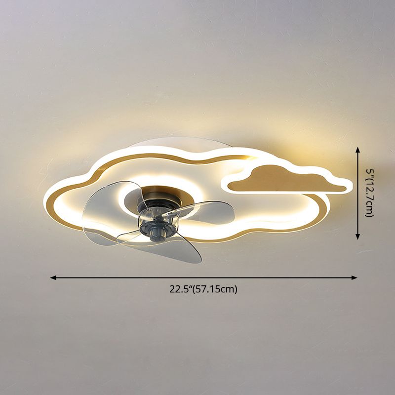 Children Cartoon Shaped Fan Lighting Acrylic LED Bedroom Semi Flush Mount Ceiling Fixture