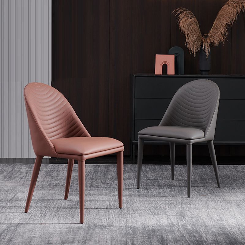 Modern Style Armless Side Chairs Faux Leather Chair with Metal Legs for Kitchen