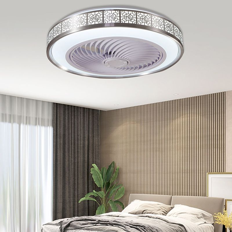 Drum Metallic LED Deckenventilator Moderne Style Semi Flush Mount Light für Esszimmer