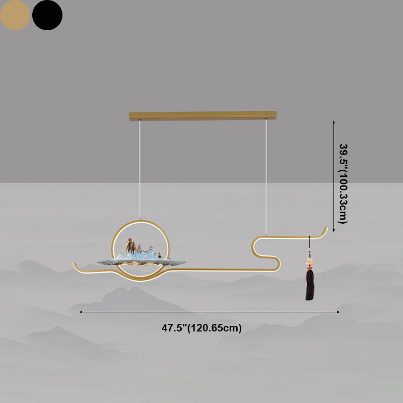 Luces colgantes colgantes lineales de estilo moderno de metal de metal de 2 luces accesorios de iluminación colgantes