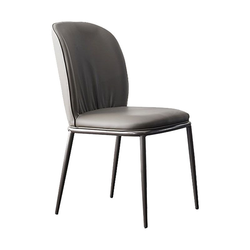 Modern Restaurant Leather Chair Matte Finish Solid Back Dining Chair