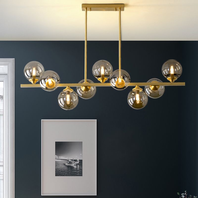 Moderne Stil Kugelform Island Lichter Glass Island Anhänger in Gold