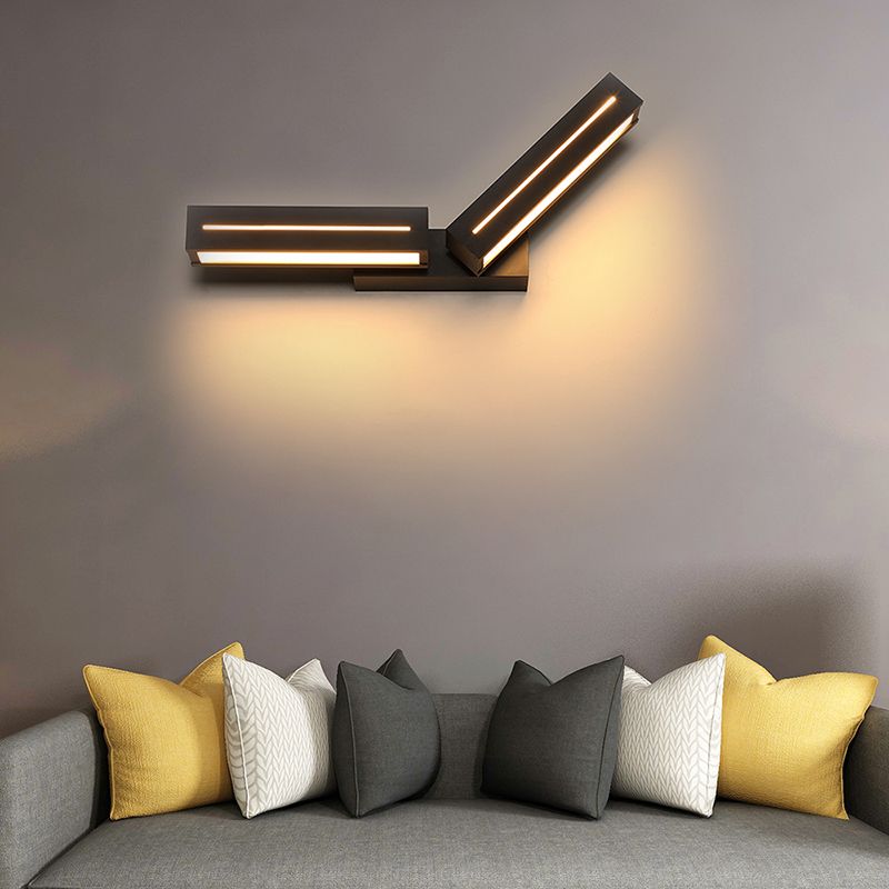 Rectangle Acrylic Wall Mounted Light Modern 1 Light Black/White Sconce Light for Bedroom