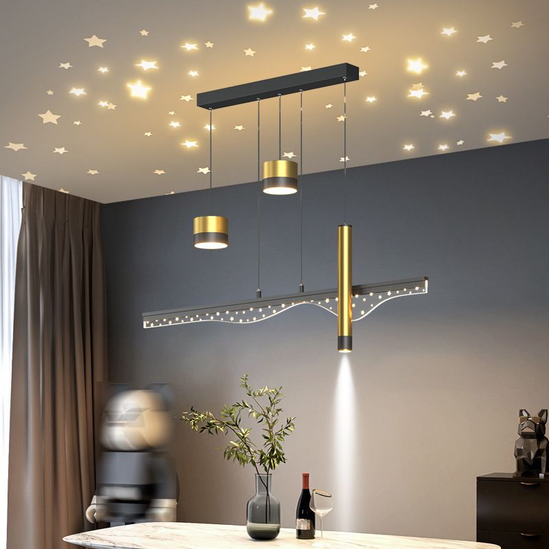 3/4/5-Light Contemporary Black Kitchen Island Lighting LED Ceiling Light for Foyer