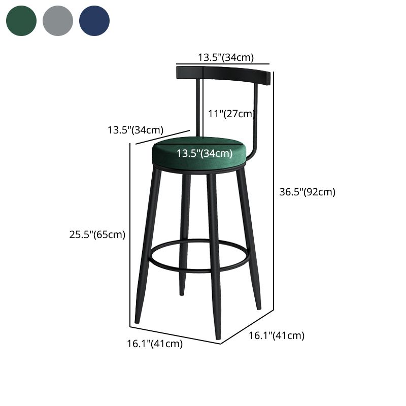 Moderne Theke rund Barhocker Armless Velvet Bar Stuhl mit Footstützeneisenbasis