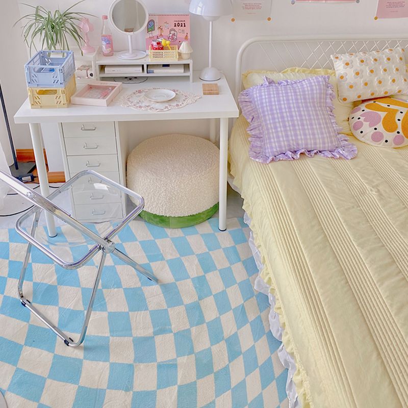 Green Plaid Pattern Rug Modern Polyester Area Rug Stain Resistant Area Carpet for Home Decor