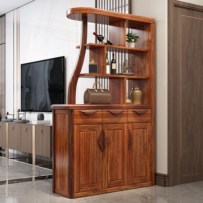 Solid Wood Cabinet in Brown 78.74" Tall Accent Cabinet with Drawers and Shelves