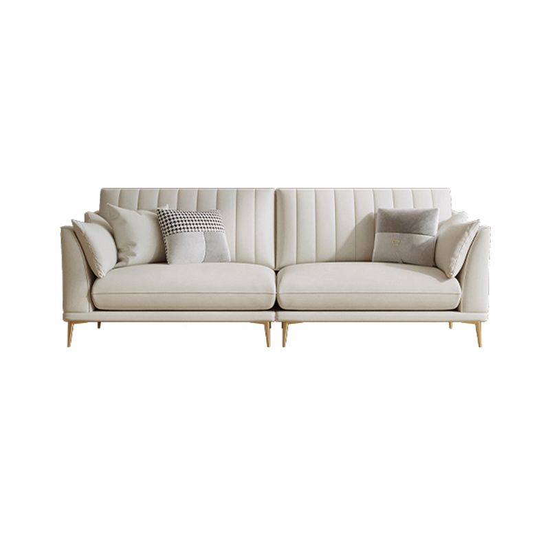 Stationary White Stain Resistant Living Room Pillow Top Arm Standard Settee