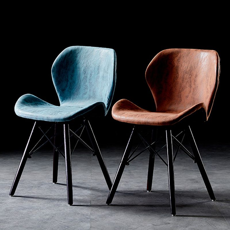 Silla lateral industrial interior Wingback Silla tapizada de madera del comedor