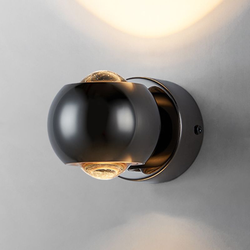 LED Modern Metal Wall Sconce Ball Shape Wall Light with Glass Shade for Bedroom