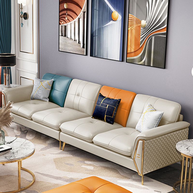 Divano a cuscini in pelle autentica contemporanea 36.61 "divano a cuscino alto, bianco