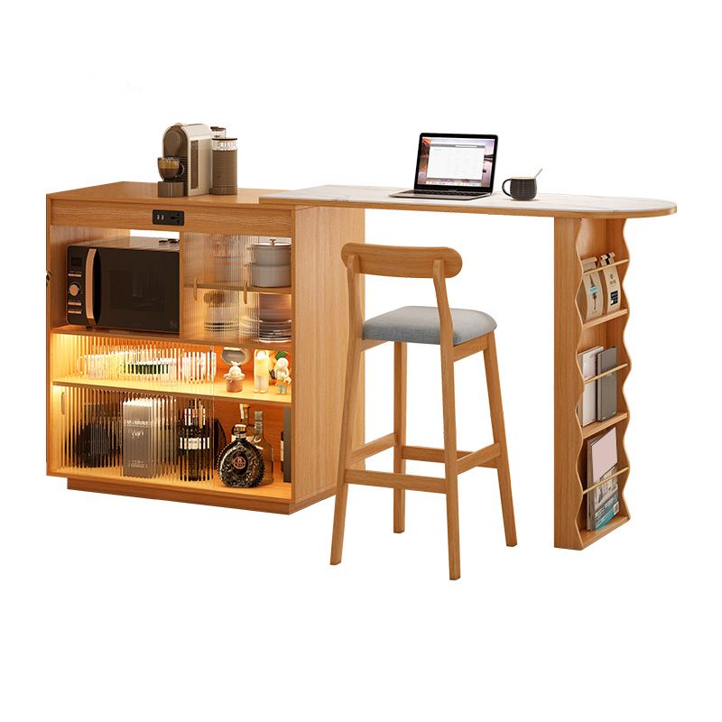 1/2/3 Pieces Bar Stool and Table Set Contemporary Full Natural