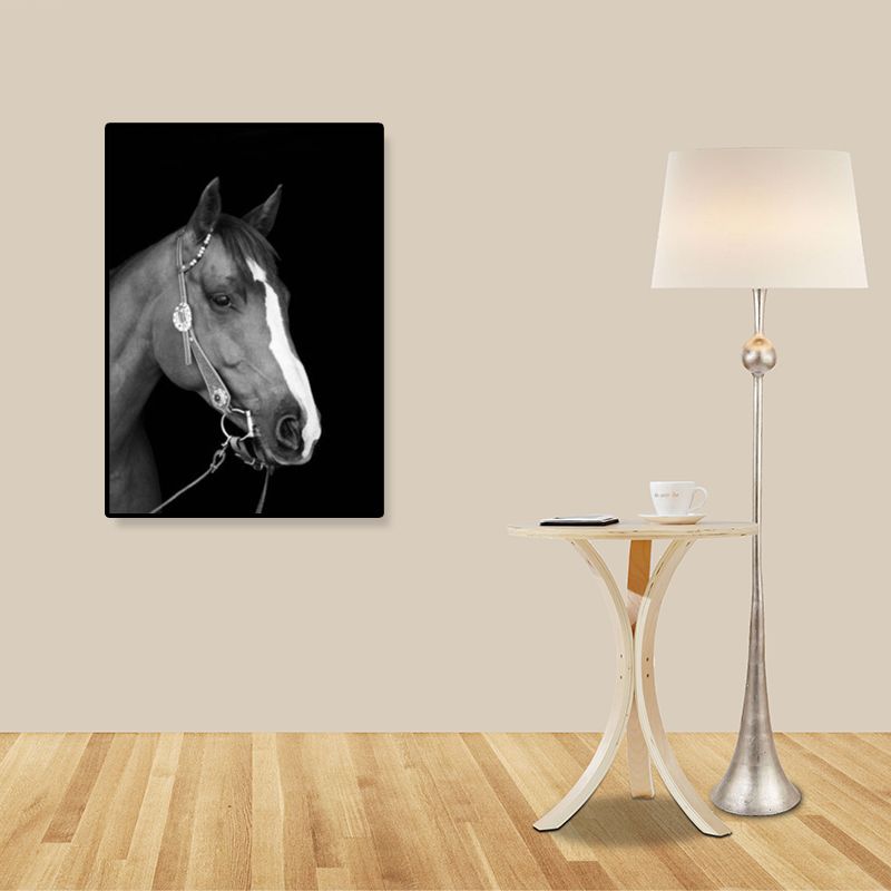 Photo moderne tête de cheval, toile d'art, décoration murale texturée de couleur foncée pour chambre de garçons