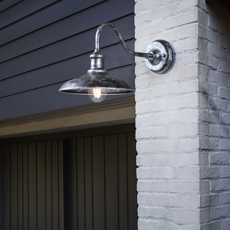 Industrial Retro Barn Wall Lamp Wrought Iron 1-Light Wall Light for Exterior Spaces
