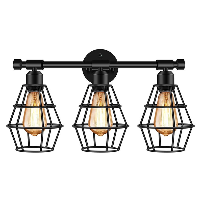 Cage Shade Vanity Wall Light RETRO Style Industrial Metal 3 Light Vanity Light