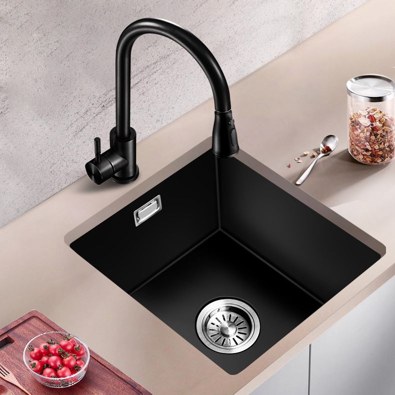 Black Kitchen Sink Ceramic Pull-out Faucet Anti-spill Rod Handle Sink