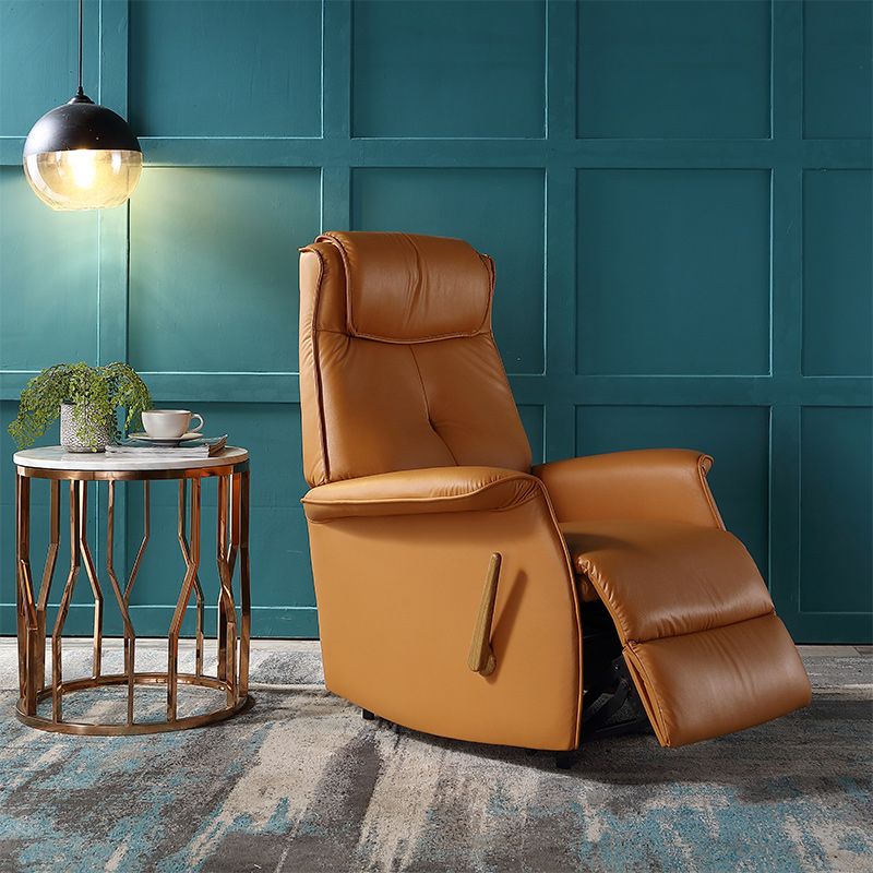 Genuine Leather Recliner Chair Solid Color Swivel Base Standard Recliner