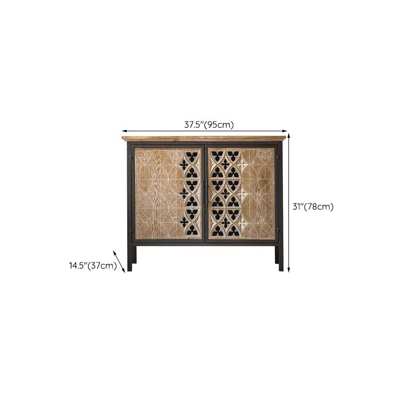 Rectangular Industrial Cabinet Metal and Wood Accent Chest in Natural