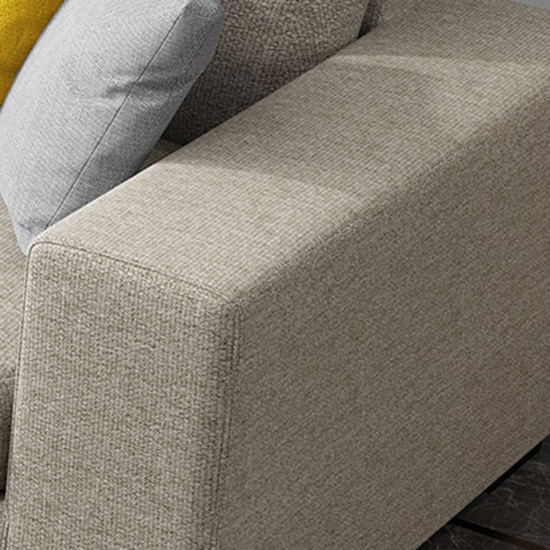 Contemporary Linen Square Arm Sofa  & Chaise for Living Room