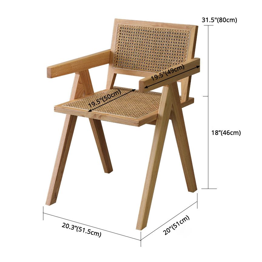 Contemporary Style Rubberwood Chair Open Back Arm Kitchen Dining Chairs