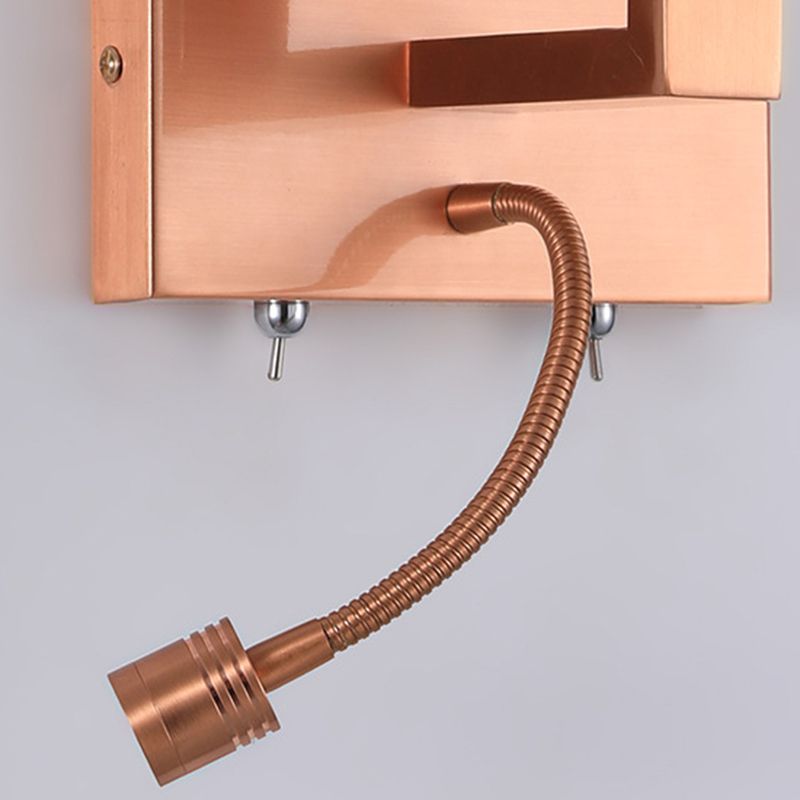 Iron and Fabric Wall Light Post Modern Wall Sconce in Rose Gold Finish