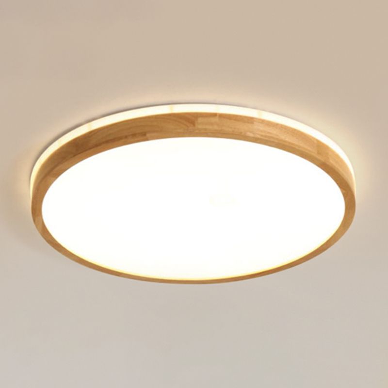 1 Light Circle Ceiling Lamp Modern Style Wood Ceiling Lighting for Dining Room