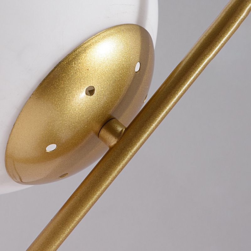 Opaline Glass Ball Night Lamp Nordic 1-Light Gold Table Light with Metal Rod Stand